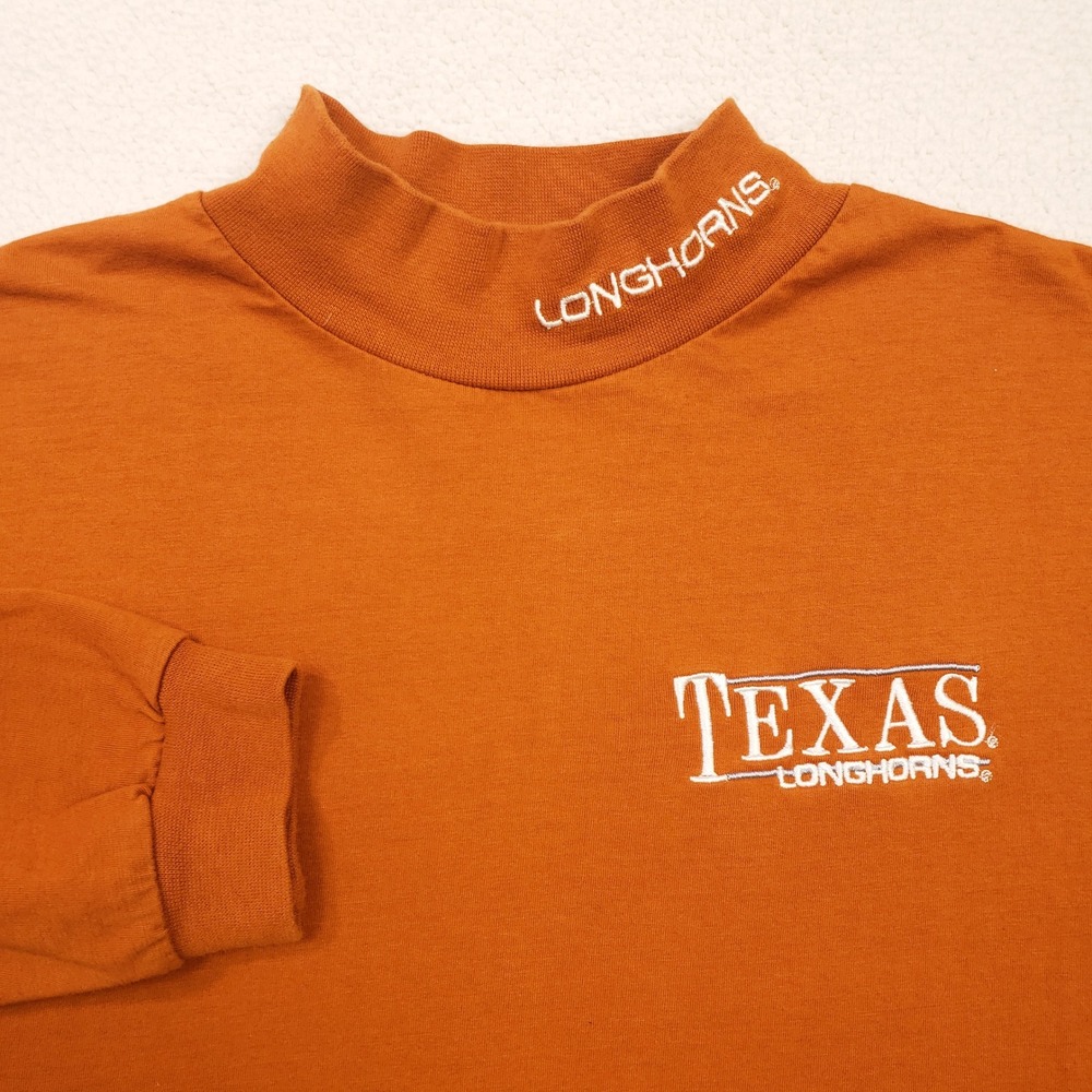Texas Longhorns Red Oak Mock Neck Shirt Mens Medium Burnt Orange Vintage